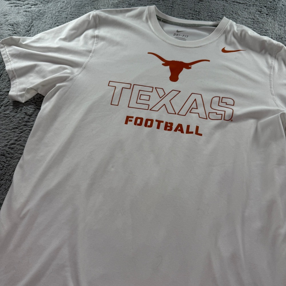 Nike Texas Longhorns Football Dri-FIT Shirt Mens XL White Short Sleeve Tee